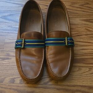 Polo by Ralph Lauren Tan Loafers with Blue and Green Stripes